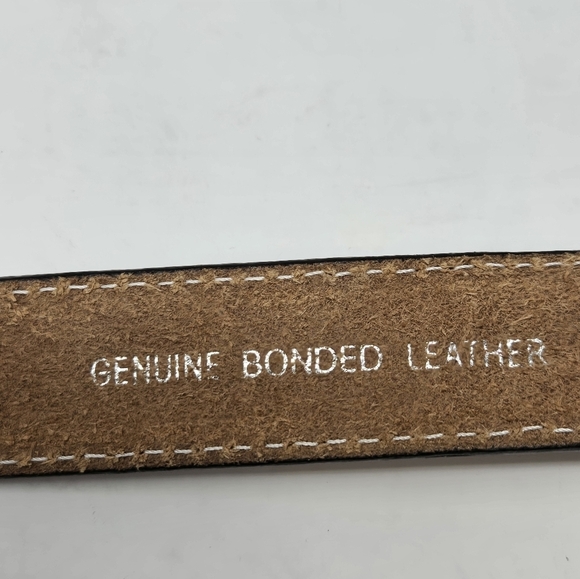 NOCONA BELT CO. BROWN EMBOSSED LEATHER BELT BULL RIDER BUCKLE YOUTH SIZE 22 BOYS - Picture 8 of 13